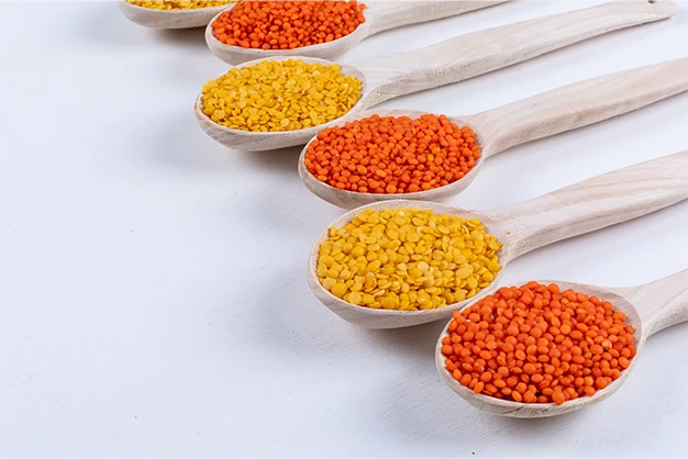 yellow and red lentils
